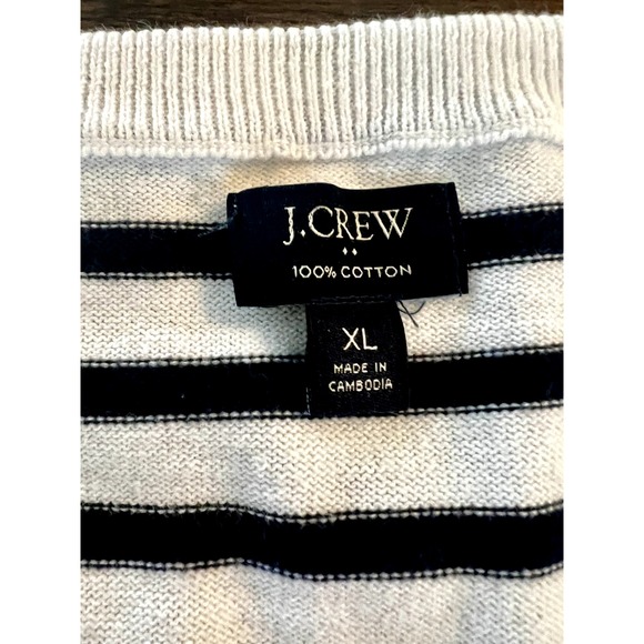 J Crew mens XL‎ Lightweight Flex white/w Stripes 100% Cotton pullover - Picture 10 of 10
